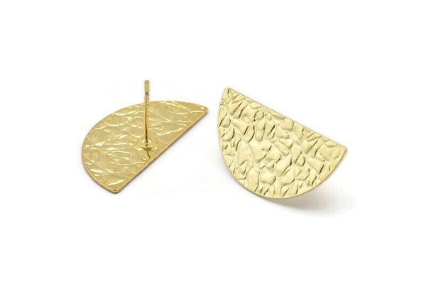 Altın Ay Küpe, 4 Altın Kaplama Pirinç Yarım Ay Küpe (25x12x0,60 mm) D888 A1175