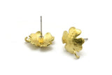 Brass Earring Post, 8 Raw Brass Leaf Earring Posts With 1 Loop (14x12mm) BS 2438