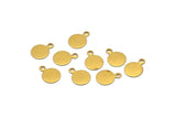 8mm Round Tag, 300 Raw Brass Cabochon Tags, Stamping Tags With 1 Loop (11x8x0.40mm) Brs 94 A0218