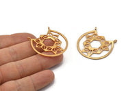 Gold Textured Pendant, 1 Gold Plated Brass Textured Pendants With 2 Loops, Charms, Findings, Earrings (34x1mm) BS 2065 Q0171