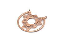 Gül Altın Dokulu Kolye, 2 Halka, Tılsımlar, Bulgular, Küpeler (34x1mm) BS 2065 Q0171 ile 1 Gül Altın Kaplamalı Pirinç Dokulu Kolye