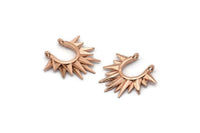 Rose Gold Sunny Pendant, 2 Rose Gold Plated Brass Sunny Ethnic Pendants With 2 Loops, Findings, Charms (24x24x2.5mm) BS 2054 Q555