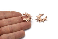 Rose Gold Sunny Pendant, 2 Rose Gold Plated Brass Sunny Ethnic Pendants With 2 Loops, Findings, Charms (24x24x2.5mm) BS 2054 Q555
