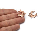 Rose Gold Sunny Pendant, 2 Rose Gold Plated Brass Sunny Ethnic Pendants With 2 Loops, Findings, Charms (24x24x2.5mm) BS 2054 Q555
