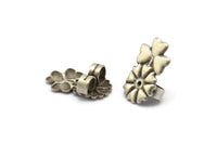 Silver Heart Stopper, 24 Antique Silver Plated Brass Flower Earring Back Stopper, Earring Stud Back Stoppers (15x10mm) D1054 H0313