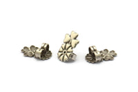 Silver Heart Stopper, 24 Antique Silver Plated Brass Flower Earring Back Stopper, Earring Stud Back Stoppers (15x10mm) D1054 H0313