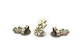 Silver Heart Stopper, 24 Antique Silver Plated Brass Flower Earring Back Stopper, Earring Stud Back Stoppers (15x10mm) D1054 H0313