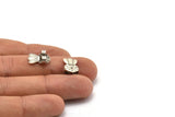 Silver Crown Stopper, 24 Antique Silver Plated Brass Crown Earring Back Stopper, Earring Stud Back Stoppers (14x10mm) D1102