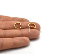 Brass Earring Posts, 12 Raw Brass Stud Earrings (12x10mm) D1308