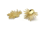Gold Sun Earring, 2 Gold Plated Brass Sunshine Stud Earrings - Pad Size 8mm N0802 Q0805