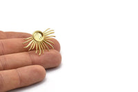 Gold Sun Earring, 2 Gold Plated Brass Sunshine Stud Earrings - Pad Size 8mm N0802 Q0805