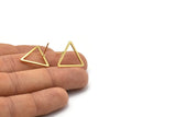 Gold Triangle Earring, 4 Gold Plated Brass Triangle Stud Earrings (20mm) D0109 A1142 Q1013