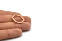 Rose Gold Hexagon Earrings, 2 Rose Gold Plated Brass Hexagon Stud Earrings With 1 Hole (26.5x19x1mm) E018 A1266