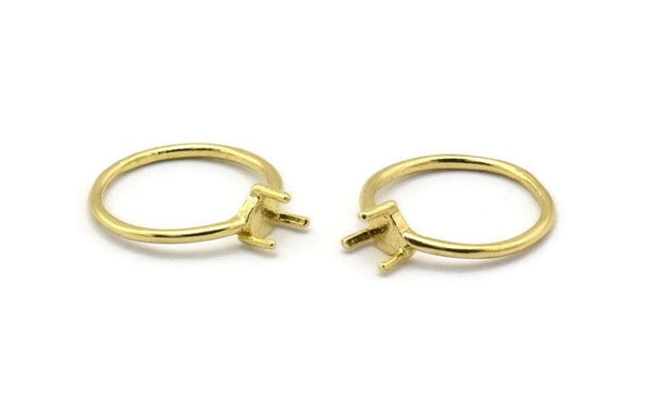 Claw Ring Setting, Raw Brass 3 Claw Ring Blanks For Stones N1956