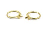 Claw Ring Setting, 6 Raw Brass 3 Claw Ring Blanks For Stones N1956