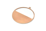 Rose Gold Circle Charm, 2 Rose Gold Plated Brass Circle Charms With 1 Loop, Pendants, Earrings, Findings (41x38x0.6mm) M02055