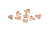 Rose Gold Heart Charm, 12 Rose Gold Plated Brass Heart Charms With 1 Hole (8x1mm) M02172 Q0065