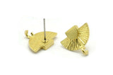 Brass Earring Posts, Raw Brass Semi Circle Earring Stud, Earring Charms With 1 Loop (16x10mm) N0796