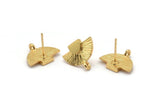 Gold Earring Posts, 4 Gold Plated Brass Semi Circle Earring Stud, Earring Charms With 1 Loop (16x10mm) N0796 Q0789