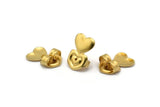 Brass Heart Stopper, 50 Raw Brass Heart Earring Back Stopper, Earring Stud Back Stoppers (14x10mm) D1104