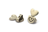 Silver Heart Stopper, 24 Antique Silver Plated Brass Heart Earring Back Stopper, Earring Stud Back Stoppers (14x10mm) D1104
