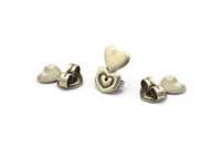 Silver Heart Stopper, 24 Antique Silver Plated Brass Heart Earring Back Stopper, Earring Stud Back Stoppers (14x10mm) D1104
