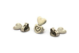 Silver Heart Stopper, 24 Antique Silver Plated Brass Heart Earring Back Stopper, Earring Stud Back Stoppers (14x10mm) D1104