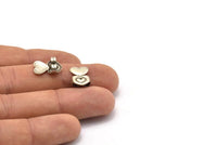 Silver Heart Stopper, 24 Antique Silver Plated Brass Heart Earring Back Stopper, Earring Stud Back Stoppers (14x10mm) D1104