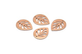 Rose Gold Leaf Charm, 12 Rose Gold Plated Brass Leaf Charms With 1 Hole, Earrings, Findings (14x11x0.80mm) D1073 Q0857