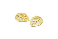 Gold Leaf Charm, 12 Gold Plated Brass Leaf Charms With 1 Hole, Earrings, Findings (14x11x0.80mm) D1073 Q0857