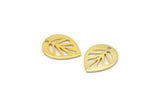 Gold Leaf Charm, 12 Gold Plated Brass Leaf Charms With 1 Hole, Earrings, Findings (14x11x0.80mm) D1073 Q0857