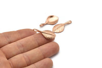 Rose Gold Leaf Pendant, 2 Rose Gold Plated Leaf Charms (27x13mm) N0366 Q0208