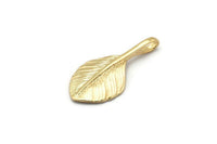 Gold Leaf Pendant, 2 Gold Plated Leaf Charms (27x13mm) N0366 Q0208