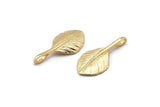 Gold Leaf Pendant, 2 Gold Plated Leaf Charms (27x13mm) N0366 Q0208