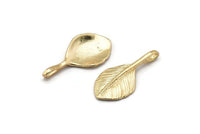 Gold Leaf Pendant, 2 Gold Plated Leaf Charms (27x13mm) N0366 Q0208