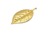 Altın Yapraklı Charm, 1 Halkalı 2 Altın Kaplama Pirinç Yapraklı Kolye, Charmlar, Bulgular (60x30mm) A0496 Q0271