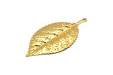 Altın Yapraklı Charm, 1 Halkalı 2 Altın Kaplama Pirinç Yapraklı Kolye, Charmlar, Bulgular (60x30mm) A0496 Q0271