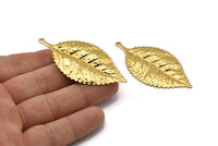 Altın Yapraklı Charm, 1 Halkalı 2 Altın Kaplama Pirinç Yapraklı Kolye, Charmlar, Bulgular (60x30mm) A0496 Q0271