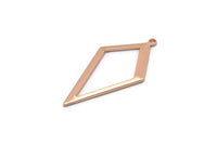 Rose Gold Diamond Charm, 10 Rose Gold Plated Brass Rhombus Charms With 1 Loop, Earrings, Findings (28x13x0,80mm) D855 Q0800