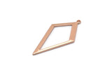 Rose Gold Diamond Charm, 10 Rose Gold Plated Brass Rhombus Charms With 1 Loop, Earrings, Findings (28x13x0,80mm) D855 Q0800