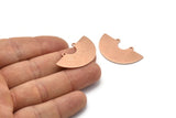 Semi Circle Charm, 2 Rose Gold Plated Brass Textured Semi Circle Charm Pendants With 2 Holes (35x20x0.80mm) D922