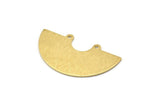 Semi Circle Charm, 8 Raw Brass Textured Semi Circle Charm Pendants With 2 Holes (35x20x0.80mm) D922