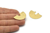 Semi Circle Charm, 8 Raw Brass Textured Semi Circle Charm Pendants With 2 Holes (33x22x0.80mm) D0739