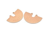 Semi Circle Charm, 2 Rose Gold Plated Brass Textured Semi Circle Charm Pendants With 2 Holes (33x22x0.80mm) D0739