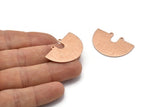 Semi Circle Charm, 2 Rose Gold Plated Brass Textured Semi Circle Charm Pendants With 2 Holes (33x22x0.80mm) D0739