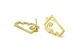 Brass Face Earring, Raw Brass Face Stud Earrings (22x12x1mm) N0506