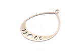 Silver Drop Charm, 2 Antique Silver Plated Brass Moon Phases Charms With 1 Loop, Pendants (49x36x0.80mm) M1007