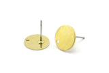 Brass Round Earring, 12 Raw Brass Round Stud Earrings With 1 Hole (11x0.80mm) M02556 A0071