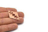 Rose Gold Diamond Connector, 2  Moon Phases Patterned Diamond Shaped Connectors With 2 Holes (40x26x0.80mm) M01666 H0925