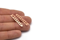 Rose Gold Moon Charm, 4 Rose Gold Plated Brass Moon Phases Charms With 1 Hole (35x6x5x0.80mm) M02342 H0916
